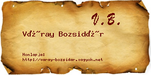 Váray Bozsidár névjegykártya